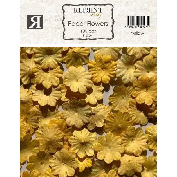 Mini papirs blomster 20mm 100stk Yellow Reprint