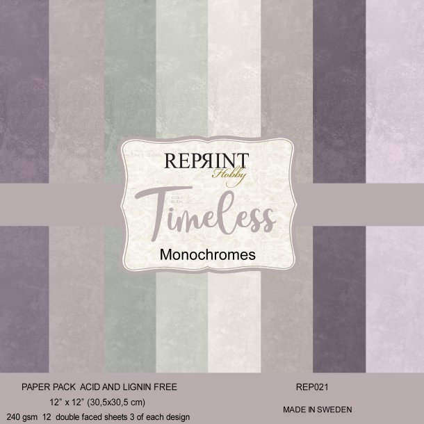 Papirblok Timeless Monochromes 12x12" Reprint 12ark