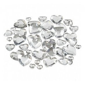 Rhinsten str. 6+10+14mm slv hjerter 252ass