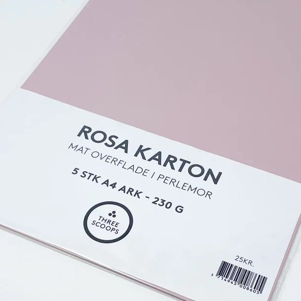 Rosa karton i perlemor 5ark A4 230G