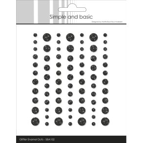 Simple and Basic Glitter Enamel Dots Black (77 pcs)