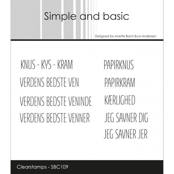 Akrylstempel s�t SBC109 Danske tekster Simple and Basic