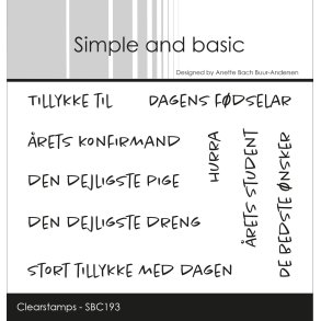 Akrylstempel Tillykke #1 A7 SBC193 Simple and Basic
