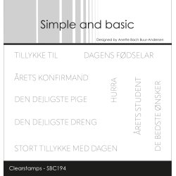 Akrylstempel Tillykke #2 A7 SBC194 Simple and Basic 