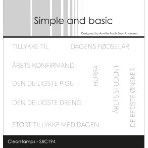 Akrylstempel Tillykke #2 A7 SBC194 Simple and Basic 