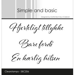 Akrylstempel Hjertelig Tillykke SBC206 Simple and Basic