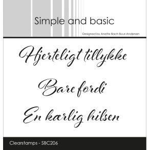 Akrylstempel Hjertelig Tillykke SBC206 Simple and Basic