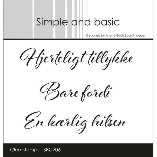 Akrylstempel Hjertelig Tillykke SBC206 Simple and Basic 