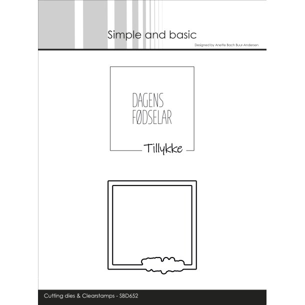 Stempel og die Tillykke SBD652 Simple and basic