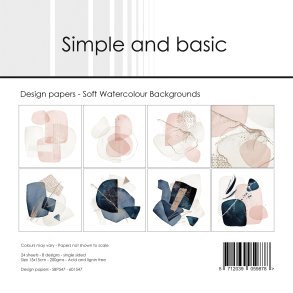 Papirblok Soft Watercolour Backgrounds 15x15cm SBP547 Simple and basic 