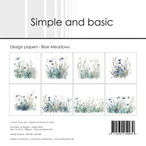 LS BESKRIVELSE Papirblok Blue Meadows 15x15cm SBP548 Simple and basic BESTILLINGSVARE