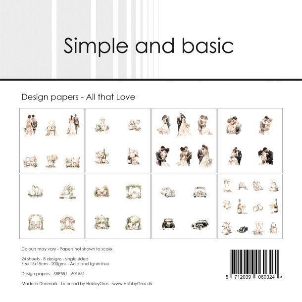 Papirblok SBP551 All that Love 15x15cm simple and basic 