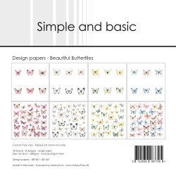 Papirblok SBP567 Beautiful Butterflies 15x15cm simple and basic