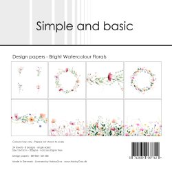 Papirblok SBP568 Bright watercolour Florals 15x15cm simple and basic