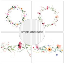 Papirblok SBP568 Bright watercolour Florals 15x15cm simple and basic