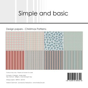 Papirblok SBP574 Christmas Patterns 15x15cm simple and basic