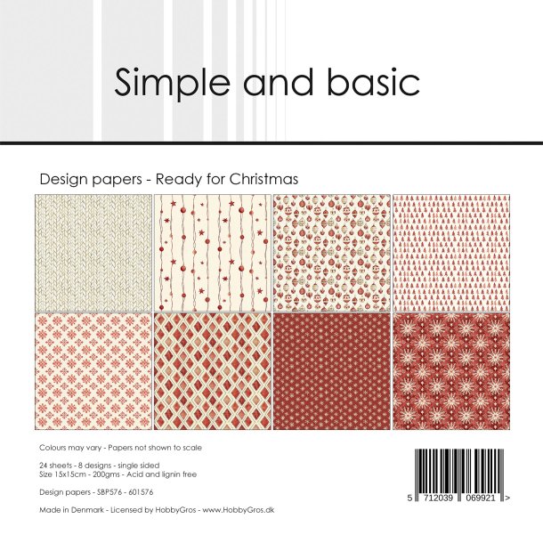 Papirblok SBP576 Ready for Christmas 15x15cm simple and basic