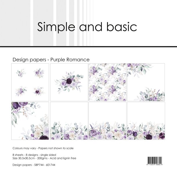 Papirblok SBP744 Purple Romance 30,5x30,5cm simple and basic FORUDBESTILLING P LAGER D. 10/1