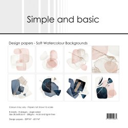 Papirblok Simple and Basic Soft watercolour backgrounds SBP747 30,5x30,5cm 