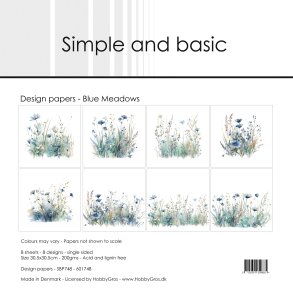 LS BESKRIVELSE Papirblok Simple and Basic Blue Meadows SBP748 30,5x30,5cm BESTILLINGSVARE
