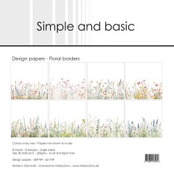LS BEMRKNINGER Papirblok Floral borders 30,5x30,5cm SBP749 Simple and basic BESTILLINGSVARE 