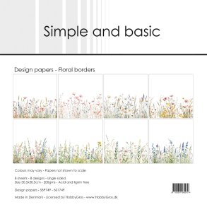 LS BEMRKNINGER Papirblok Floral borders 30,5x30,5cm SBP749 Simple and basic BESTILLINGSVARE 