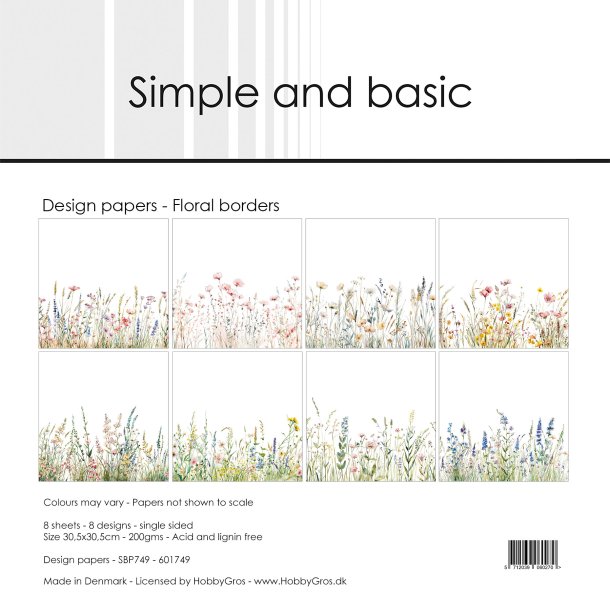 Papirblok Floral borders 30,5x30,5cm SBP749 Simple and basic