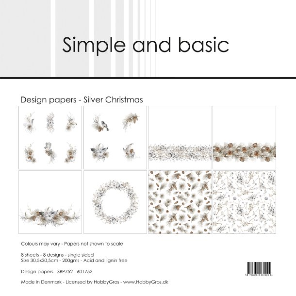 LS BEMRKNINGER Papirblok Silver Christmas 30,5x30,5cm SBP752 Simple and basic BESTILLINGSVARE