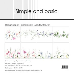 Papirblok Watercolour Meadow Flowers 30,5x30,5cm SBP764 Simple and basic 