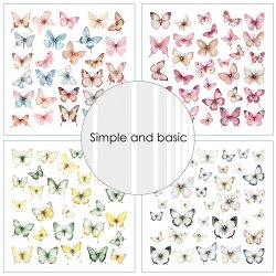L�S BESKRIVELSE Papirblok Simple and Basic Beautiful Butterflies SBP767 30,5x30,5cm BESTILLINGSVARE
