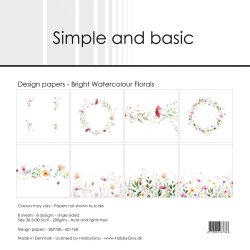 L�S BESKRIVELSE Papirblok Simple and Basic Bright Watercolour Florals SBP768 30,5x30,5cm BESTILLINGSVARE