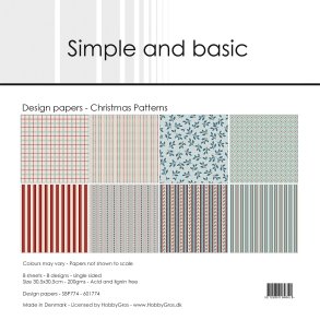 Papirblok SBP774 Christmas Patterns 30,5x30,5cm simple and basic 