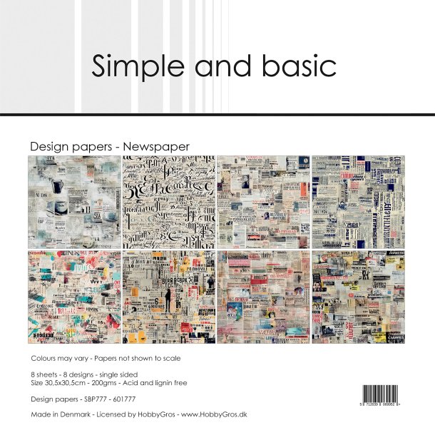 Papirblok Newspaper 30,5x30,5cm SBP777 Simple and basic FORUDBESTILLING P� LAGER P� MESSEN
