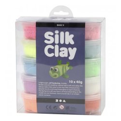 Silk Clay, Basic 2, Ass. Farver, 40 G, 10 Ds.