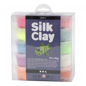 Silk Clay, Basic 2, Ass. Farver, 40 G, 10 Ds.