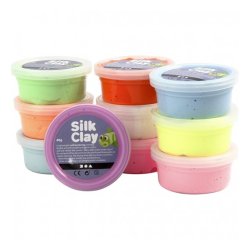 Silk Clay, Basic 2, Ass. Farver, 40 G, 10 Ds.