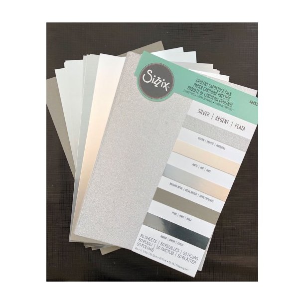 Sizzix Opulent cardstock pack "silver" 50stk A4 664533