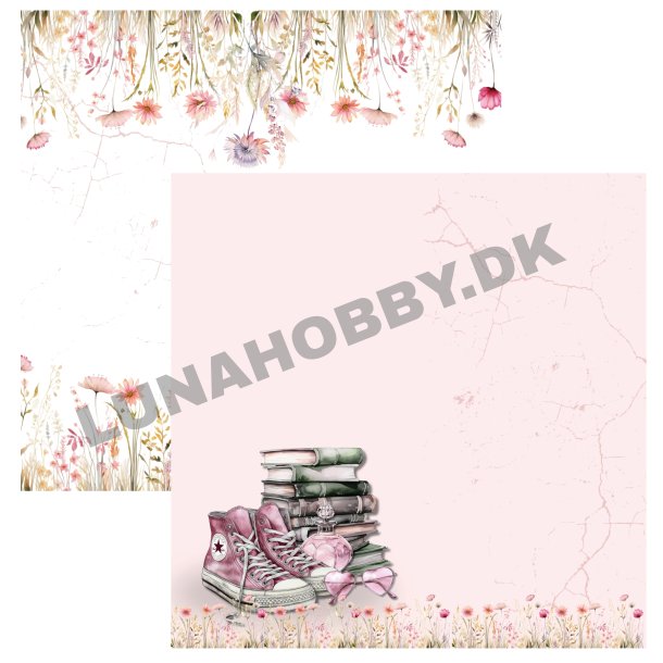 Designpapir Sko og blomster - 30,5 x 30,5 cm - Luna Hobby