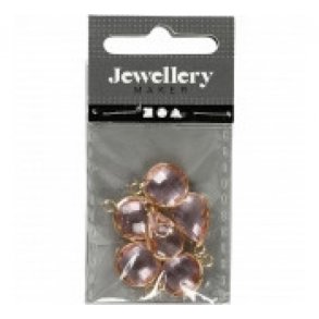 Smykkevedh�ng/n�glering, 15-20 mm, 2 mm, Lys Rosa - 6 stk. 