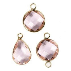 Smykkevedh�ng/n�glering, 15-20 mm, 2 mm, Lys Rosa - 6 stk. 