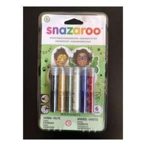  Snazaroo - sminkestifter 6 stk. (sort, gul, m�rkegr�n, hvid, bl�, r�d)