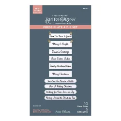 Country Christmas Press Plate &amp; Die Banner &amp; Sentiments (BP-307) Spellbinders