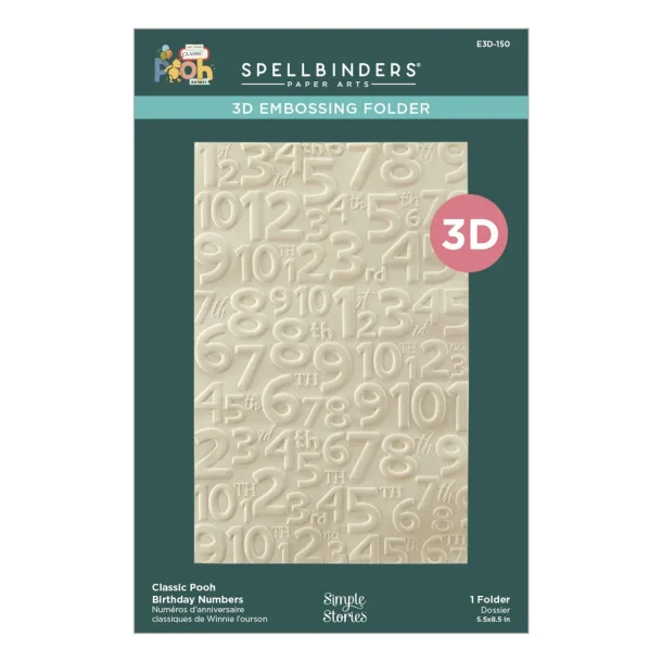 Say Cheese Classic Pooh Birthday 3D Embossing Folder Numbers (E3D-150) Spellbinders