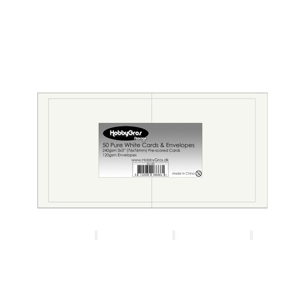 Kort og kuvert 50s�t 3x3" Pure White SS142 