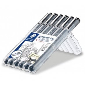 Staedtler Fineliner s�t med 6 stk - sorte.