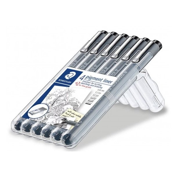 Staedtler Fineliner st med 6 stk - sorte.