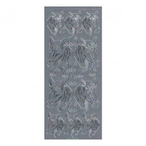 Stickers 1008 hestehoved s�lv S1