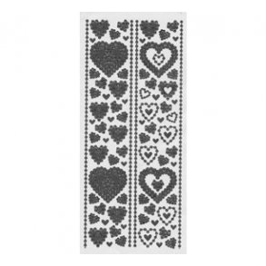 Stickers 2232 hjerter s�lv S1