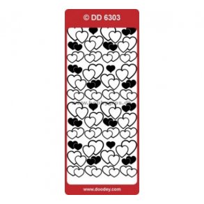 Stickers 6303 Hjerter s�lv S2