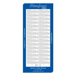 Stickers 641 Tillykke glitter sort S8